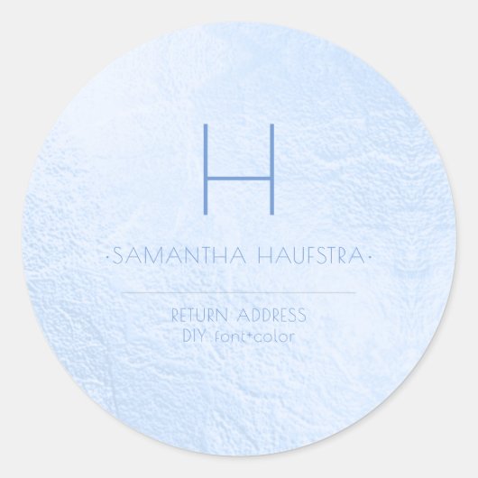 PixDezines Monogram iriserend blauw Ronde Sticker (Voorkant)