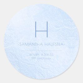 PixDezines Monogram iriserend blauw Ronde Sticker