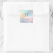 PixDezines Monogram Iriserende Geborstelde Waterve Vierkante Sticker (Tas)