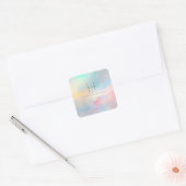 PixDezines Monogram Iriserende Geborstelde Waterve Vierkante Sticker (Envelop)