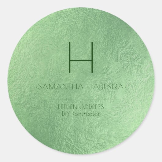 PixDezines Monogram iriserende smaragd groen Ronde Sticker (Voorkant)