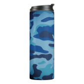 PixDezines Monogram Marine Blue Camouflage Thermosbeker (Gedraaid links)