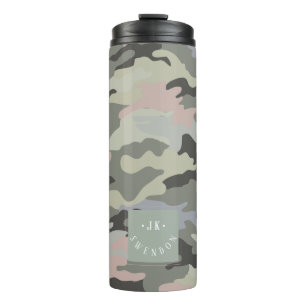 PixDezines Monogram Militair Camouflage Thermosbeker