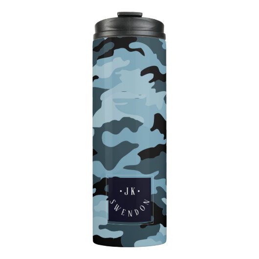 PixDezines Monogram Militair Camouflage Thermosbeker (Voorkant)