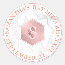 PixDezines Monogram Nep Rose Honingraat Mitzvah Ronde Sticker