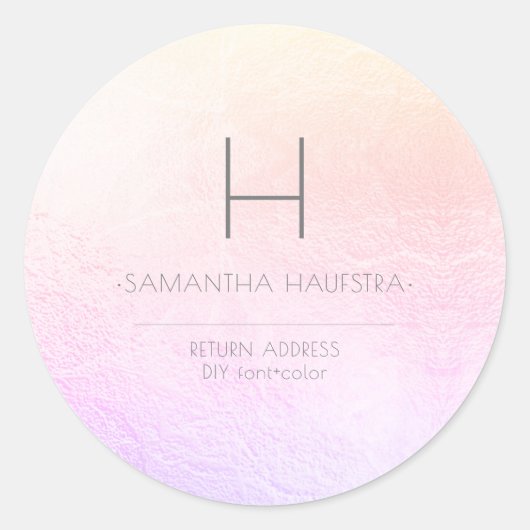 PixDezines Monogram Ombre Blush Faux Folie Ronde Sticker (Voorkant)