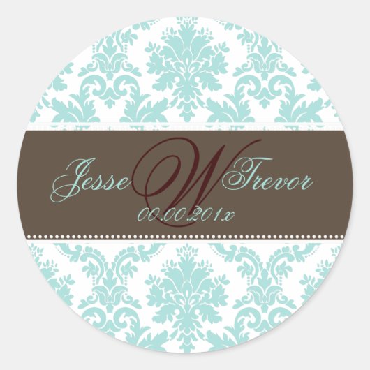 PixDezines monogram paloma damast, DIY kleuren Ronde Sticker (Voorkant)