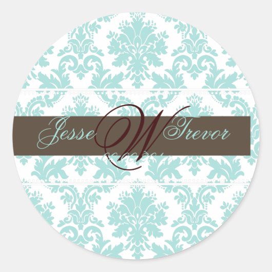 PixDezines monogram paloma damast, DIY kleuren Ronde Sticker (Voorkant)