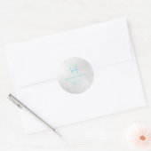 PixDezines Monogram Platinum+Aqua Ronde Sticker (Envelop)