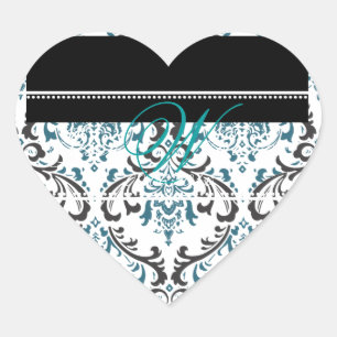 PixDezines Monogram Rossi Damask, DIY kleur Hart Sticker