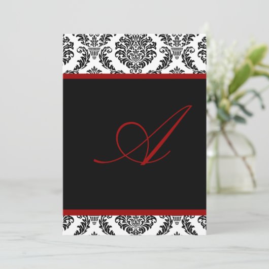 PixDezines monogram rozet damast/DIY kleur+lettert Kaart (Staand voorkant)