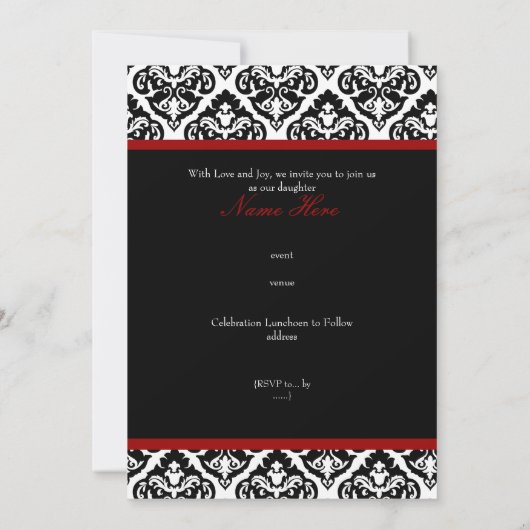 PixDezines monogram rozet damast/DIY kleur+lettert Kaart (Achterkant)