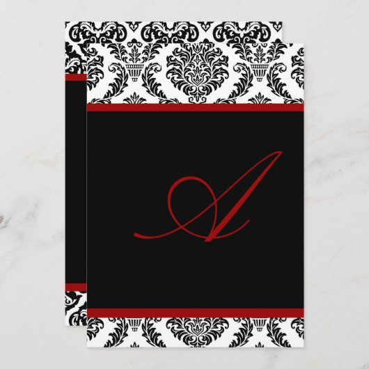 PixDezines monogram rozet damast/DIY kleur+lettert Kaart (Voorkant / Achterkant)