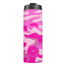 PixDezines Monogram Sassy Pink Camouflage Thermosbeker