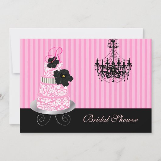 PixDezines monogram taart, bruidsuitnodiging Kaart (Voorkant)