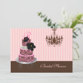 PixDezines monogram taart, bruidsuitnodiging Kaart (Staand voorkant)