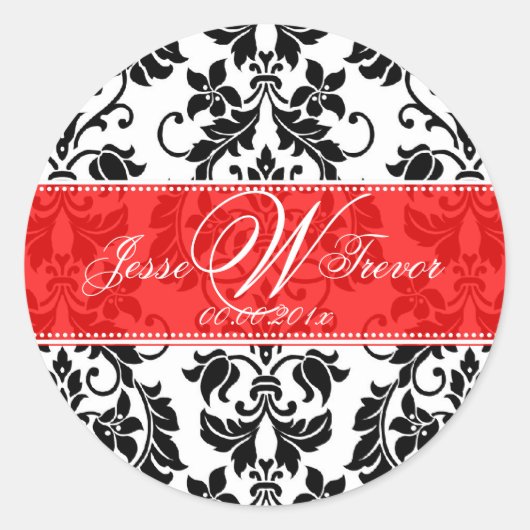 PixDezines Monogram Tanza Damask, doe-het-zelf-ach Ronde Sticker (Voorkant)