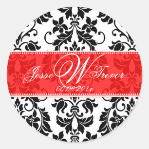 PixDezines Monogram Tanza Damask, doe-het-zelf-ach Ronde Sticker