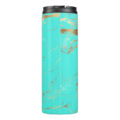 PixDezines MONOGRAM TURQUOISE GOUDEN ADERS Thermosbeker (Achterkant)