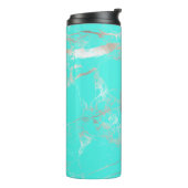 PixDezines MONOGRAM TURQUOISE ZILVEREN ADERS Thermosbeker (Gedraaid links)