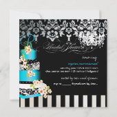 PixDezines monogram vrijgezellenfeest, blauwe cake Kaart (Achterkant)