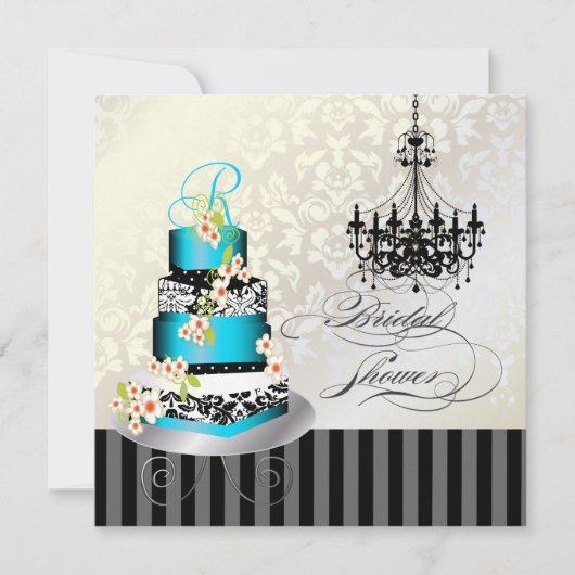 PixDezines monogram vrijgezellenfeest, blauwe cake Kaart (Voorkant)