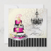 PixDezines MONOGRAM VRIJGEZELLENFEEST/HOT PINK CAK Kaart (Voorkant)