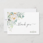 PixDezines Monogram Watercolor Pioenrozen Anemoon Bedankkaart (Voorkant)