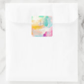 PixDezines Monogram Waterverf penseelstreken Vierkante Sticker (Tas)