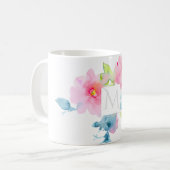 PixDezines MONOGRAM WATERVERF TUIN ROOS ROZE Koffiemok (Voorkant links)