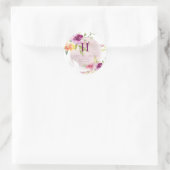 PixDezines Monogram, Waterverf Zomer Rozen Ronde Sticker (Tas)