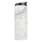 PixDezines MONOGRAM WITTE MARMER+HONINGRAAT Thermosbeker (Gedraaid links)