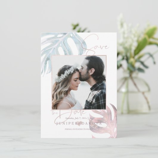 PixDezines MONSTERA BEWAAR DE DATUM Save The Date (Staand voorkant)