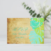 PixDezines monstera bladeren+parelzwammen RSVP Kaartje (Staand voorkant)