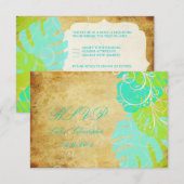 PixDezines monstera bladeren+parelzwammen RSVP Kaartje (Voorkant / Achterkant)