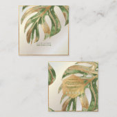 PixDezines MONSTERA, DUO TONE FAUX FOLIE Square Bu Vierkante Visitekaartje (Voorkant / Achterkant)