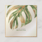 PixDezines MONSTERA, DUO TONE FAUX FOLIE Square Bu Vierkante Visitekaartje (Voorkant)