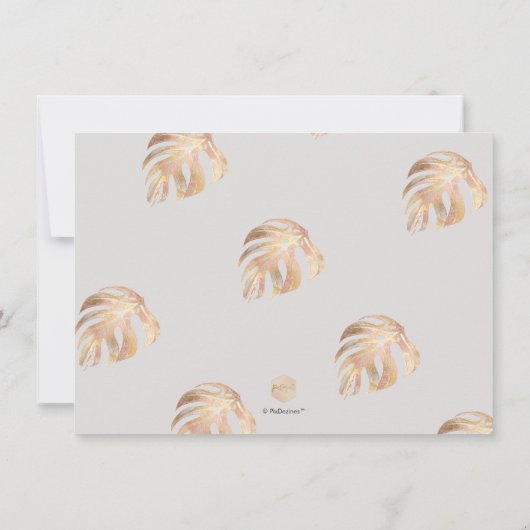 PixDezines Monstera Faux Metallic|Sparen de Datum Save The Date (Achterkant)