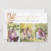 PixDezines Monstera Faux Metallic|Sparen de Datum Save The Date (Voorkant)