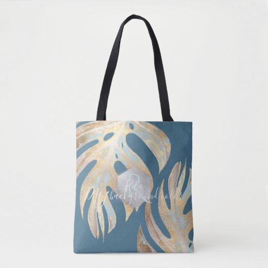 PixDezines Monstera | Iriserend goud | DIY-kleur Tote Bag (Voorkant)