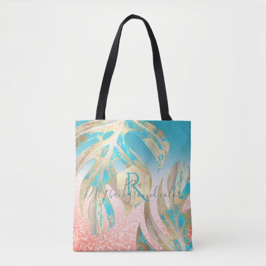 PixDezines Monstera | Iriserend goud | DIY-kleur Tote Bag (Voorkant)