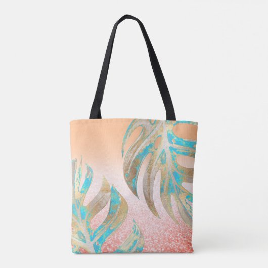 PixDezines Monstera | Iriserend goud | DIY-kleur Tote Bag (Achterkant)