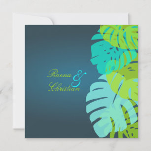 PixDezines Monstera Leaves/blauwgroen/aqua/limoen Kaart
