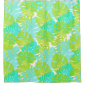 PixDezines Monstera/Limoen/Aqua/DIY Achtergrond Douchegordijn (Voorkant)