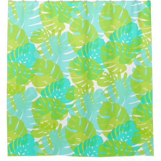 PixDezines Monstera/Limoen/Aqua/DIY Achtergrond Douchegordijn (Voorkant)