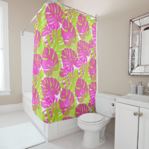 PixDezines Monstera/Limoen/Neon Pink/DIY Achtergro Douchegordijn
