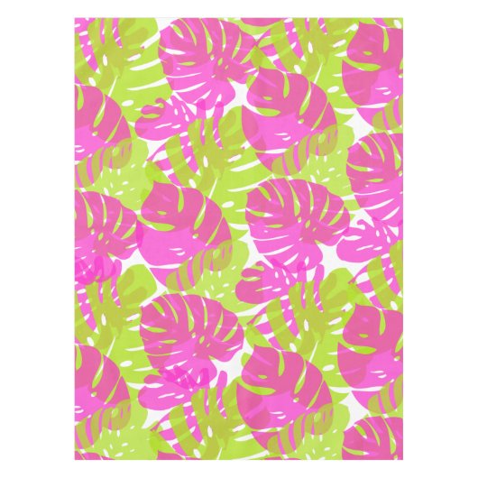 PixDezines Monstera/Neon Pink/Limoen/DIY achtergro Tafelkleed (Voorkant)