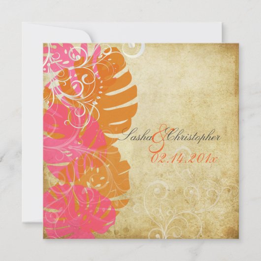 PixDezines MONSTERA/PINK/ORANJE/SWIRLS Kaart (Voorkant)