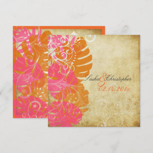 PixDezines MONSTERA/PINK/ORANJE/SWIRLS Kaart