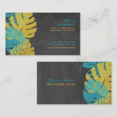 PixDezines Monstera, retro tropisch gebladerte Visitekaartje (Voorkant / Achterkant)